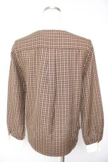 画像2: F i.n.t / プチネクタイ付きクレリックチェックシャツ  ブラウン Y-26-01-22-075-CA-BL-SZ-ZT491 (2)