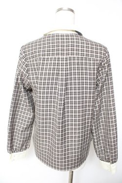 画像2: F i.n.t / プチネクタイ付きクレリックチェックシャツ  グレー Y-26-01-22-076-CA-BL-SZ-ZY