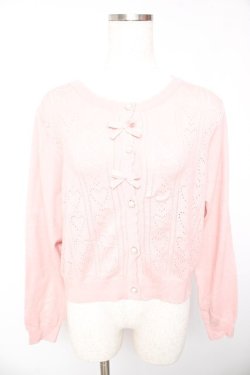 画像1: m petit by misako / AM*ハート透かしニットカーディガン M 中桃 Y-26-01-22-088-LO-TO-SZ-ZY