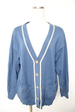 画像1: F i.n.t / ローズエンブレム釦腰丈ニットカーディガン F ブルー Y-26-01-22-092-CA-TO-SZ-ZY