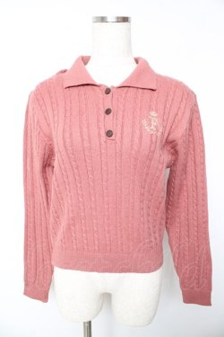 画像1: F i.n.t / モノグラムロゴ刺繍ニットポロ F ピンク Y-26-01-22-095-CA-TO-SZ-ZY