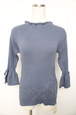 画像1: F&A / 袖口リボン7分袖ニットプルオーバー F ブルー Y-26-01-22-097-LO-TO-SZ-ZT628 (1)