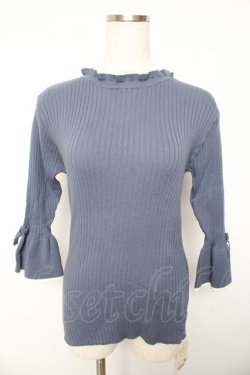 画像1: F&A / 袖口リボン7分袖ニットプルオーバー F ブルー Y-26-01-22-097-LO-TO-SZ-ZY