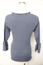 画像2: F&A / 袖口リボン7分袖ニットプルオーバー F ブルー Y-26-01-22-097-LO-TO-SZ-ZT628 (2)