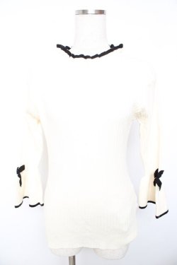 画像1: F&A / 袖口リボン7分袖ニットプルオーバー F アイボリー Y-26-01-22-100-LO-TO-SZ-ZY