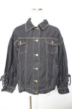 画像1: F i.n.t / 袖レースアップオーバーデニムジャケット F 黒 Y-26-01-22-105-CA-JA-SZ-ZY