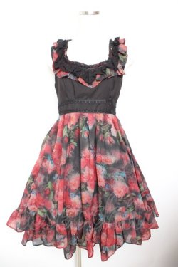 画像1: Sheglit / "Rose Garden"ワンピース  黒×赤 Y-26-01-22-116-EL-OP-SZ-ZY