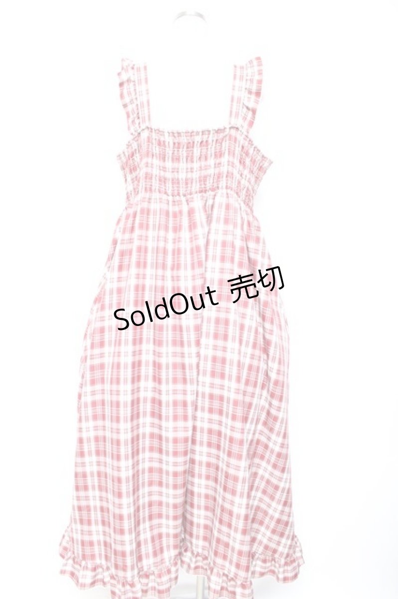 画像2: FLC / 皆方由衣コラボ/チェックフリルジャンパースカート  赤 Y-26-01-22-119-LO-OP-SZ-ZI (2)