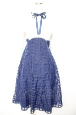 画像1: axes femme / シアーチェックドッキングワンピース F 紺 Y-26-01-22-121-AX-OP-SZ-ZS (1)