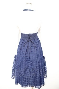 画像2: axes femme / シアーチェックドッキングワンピース F 紺 Y-26-01-22-121-AX-OP-SZ-ZY