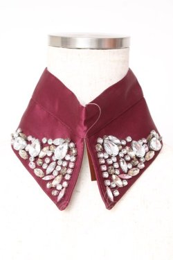 画像1: axes femme / ゴージャスビジュー付け襟  ワイン Y-26-01-22-018-AX-ZA-SZ-ZY