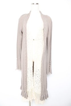 画像1: axes femme / ジレ重ね着風ロングカーディガン  グレージュ Y-26-01-22-127-AX-BL-SZ-ZY