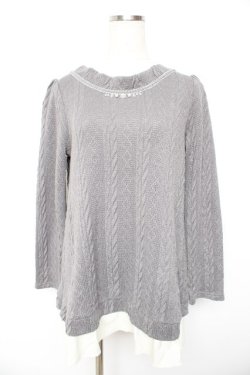 画像1: axes femme / ニットレイヤードワンピース M グレー Y-26-01-22-129-AX-OP-SZ-ZY