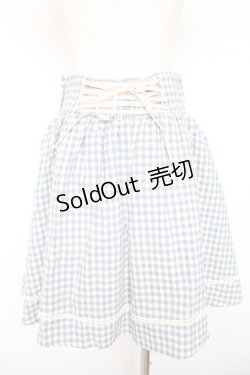 画像2: Amavel / ギンガムチェック柄切替刺繍入りサリバンスカート M サックス Y-26-01-22-153-CA-SK-SZ-ZY