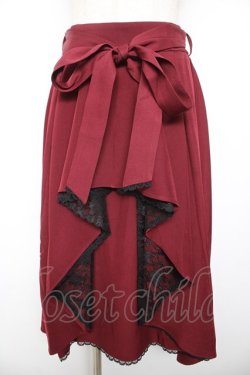 画像1: axes femme / バイカラーレースフリルスカート F ワイン Y-26-01-22-154-AX-SK-SZ-ZY