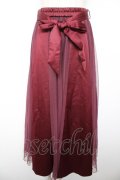 axes femme / サテン×チュールスカート  ワイン Y-26-01-22-157-AX-SK-SZ-ZY