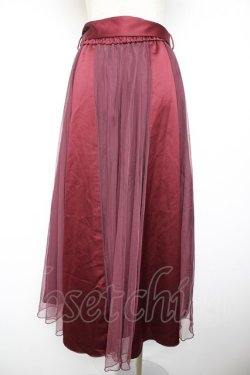 画像2: axes femme / サテン×チュールスカート  ワイン Y-26-01-22-157-AX-SK-SZ-ZY