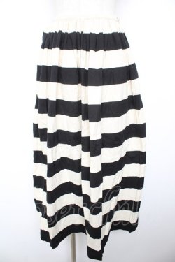 画像1: INGEBORG / ボーダースカート F 黒×オフ Y-26-01-22-162-LO-SK-SZ-ZY