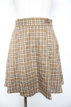 画像1: F i.n.t / ロゴ刺繍入りサイドプリーツチェックミニスカート F ベージュ×ホワイト Y-26-01-22-164-CA-SK-SZ-ZY