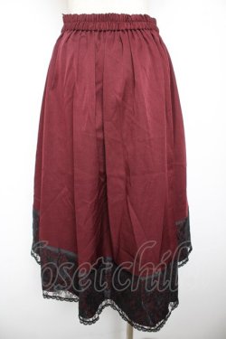 画像2: axes femme / 薔薇刺繍バイカラースカート F ワイン Y-26-01-22-167-AX-SK-SZ-ZY