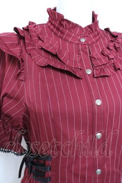 画像4: Chalmiere / ストライプリボンブラウス M ワイン Y-26-01-24-045-LO-BL-SZ-ZY