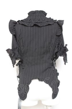 画像3: Chalmiere / ストライプリボンブラウス M 黒 Y-26-01-24-047-LO-BL-SZ-ZY