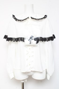 画像1: Ank Rouge / ぽんぽんリボンケープブラウス M 白 Y-26-01-24-053-CA-BL-SZ-ZY