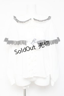 画像1: Ank Rouge / ぽんぽんリボンケープブラウス M 白 Y-26-01-24-053-CA-BL-SZ-ZY