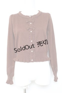 画像1: axes femme kawaii / 2つリボンカーディガン  ブラウン Y-26-01-24-057-AX-TO-SZ-ZY