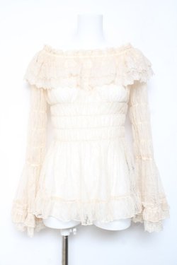 画像1: ATELIER PIERROT / Shirring Princess Sleeve Blouse-Lace-  生成り Y-26-01-24-061-EL-BL-SZ-ZY
