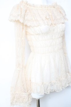 画像3: ATELIER PIERROT / Shirring Princess Sleeve Blouse-Lace-  生成り Y-26-01-24-061-EL-BL-SZ-ZY