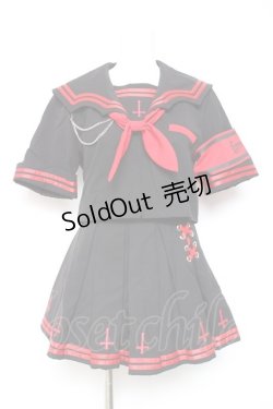 画像1: Grrr the Lipper / 魔界学園セーラーセットアップ F ブラック×レッド Y-26-01-24-083-PU-OP-SZ-ZY