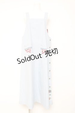 画像1: PINK HOUSE / チェリー刺繍使いデニムジャンパースカート F サックス Y-26-01-24-091-LO-SK-SZ-ZT621