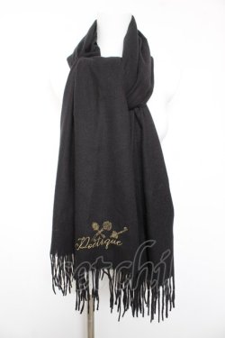画像1: axes femme POETIQUE / 鍵刺繍ストール  黒 Y-26-01-24-023-AX-ZA-SZ-ZY
