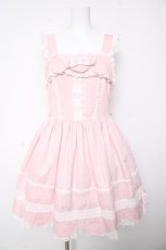 画像1: BABY, THE STARS SHINE BRIGHT / リボンスカラップジャンパースカート  ピンク Y-26-01-24-107-BA-OP-SZ-ZY (1)