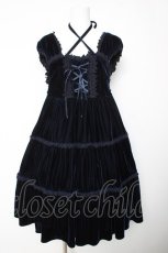 画像1: BABY, THE STARS SHINE BRIGHT / ベロア3段ティアードベビードールジャンパースカート  紺 Y-26-01-24-109-BA-OP-SZ-ZY (1)