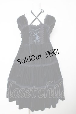 画像1: BABY, THE STARS SHINE BRIGHT / ベロア3段ティアードベビードールジャンパースカート  紺 Y-26-01-24-109-BA-OP-SZ-ZY