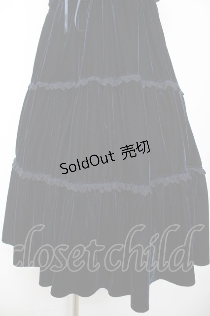 画像4: BABY, THE STARS SHINE BRIGHT / ベロア3段ティアードベビードールジャンパースカート  紺 Y-26-01-24-109-BA-OP-SZ-ZY (4)