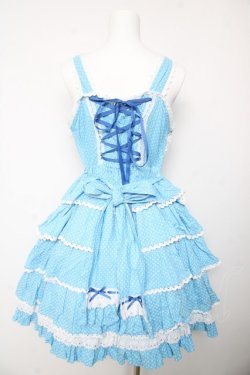 画像2: AND ROMEO / 小さなさくらんぼと細ストライプのジャンパースカート  ブルー Y-26-01-24-112-LO-OP-SZ-ZY