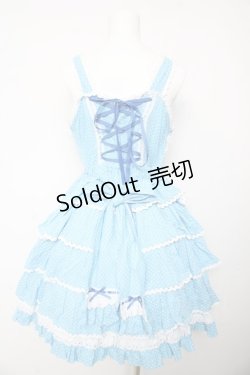 画像2: AND ROMEO / 小さなさくらんぼと細ストライプのジャンパースカート  ブルー Y-26-01-24-112-LO-OP-SZ-ZY