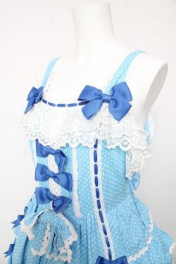 画像3: AND ROMEO / 小さなさくらんぼと細ストライプのジャンパースカート  ブルー Y-26-01-24-112-LO-OP-SZ-ZY