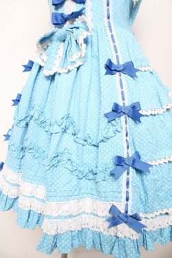 画像4: AND ROMEO / 小さなさくらんぼと細ストライプのジャンパースカート  ブルー Y-26-01-24-112-LO-OP-SZ-ZY