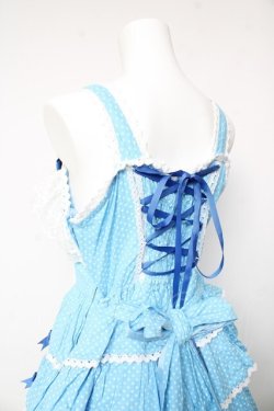 画像5: AND ROMEO / 小さなさくらんぼと細ストライプのジャンパースカート  ブルー Y-26-01-24-112-LO-OP-SZ-ZY