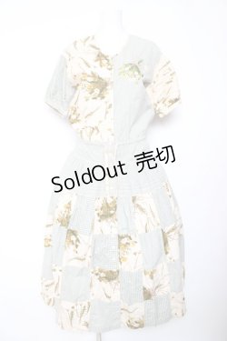 画像1: WONDERFUL WORLD / たんぽぽ柄パッチワークワンピース F 薄荷 Y-26-01-24-115-LO-OP-SZ-ZY