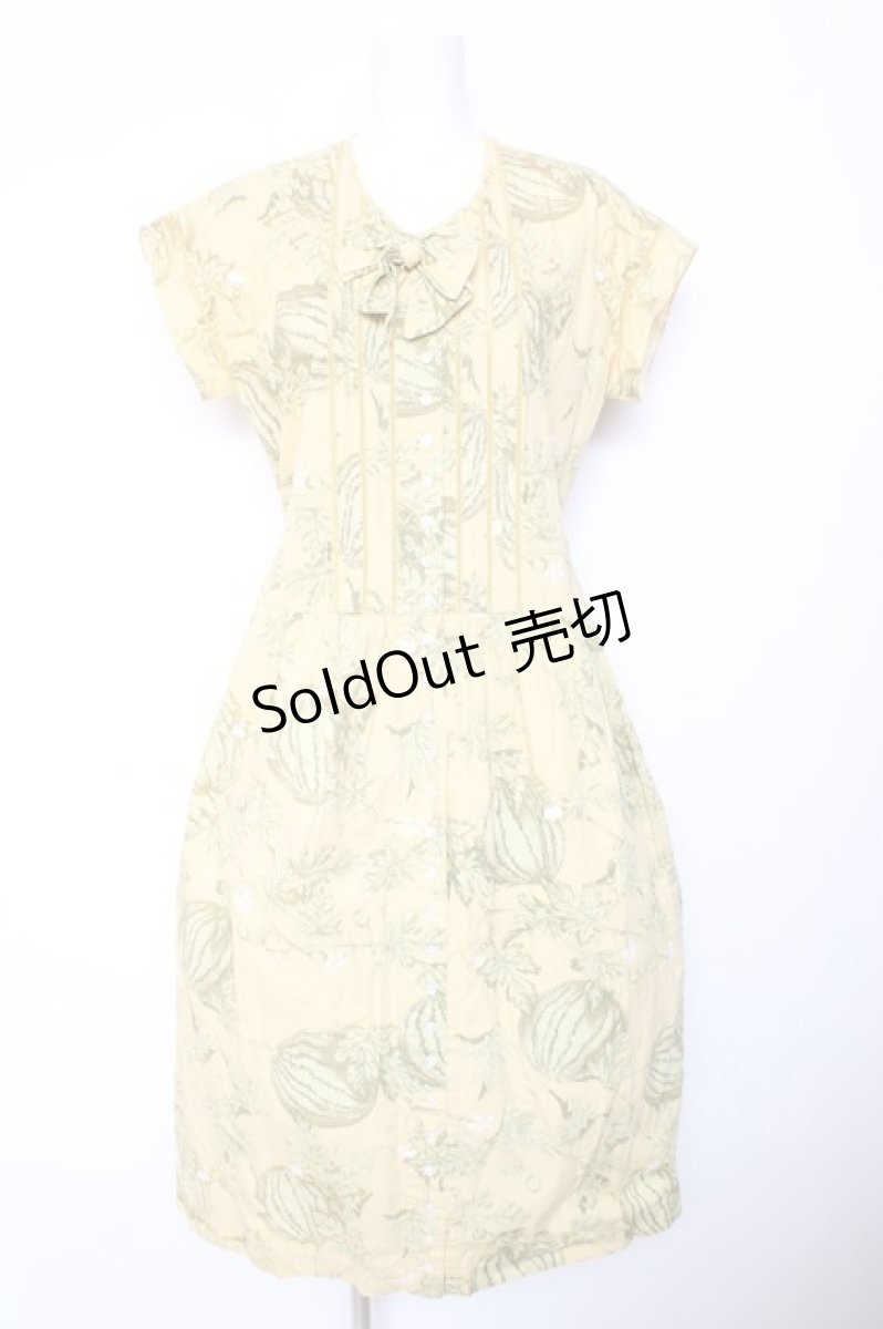 画像1: PINK HOUSE / スイカプリント半袖ワンピース F イエロー Y-26-01-24-117-LO-OP-SZ-ZY (1)