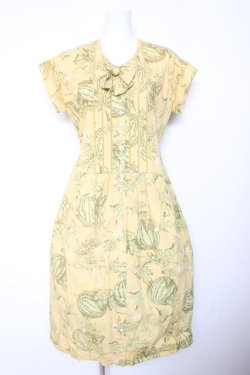 画像1: PINK HOUSE / スイカプリント半袖ワンピース F イエロー Y-26-01-24-117-LO-OP-SZ-ZY