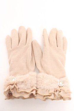 画像1: Maison de FLEUR / ファーリボンフリルグローブ F ベージュ Y-26-01-24-003-LO-ZA-SZ-ZY