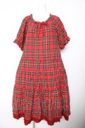 PINK HOUSE / コットンリネンタータンチェックロングティアードワンピース F 赤 Y-26-01-24-122-LO-OP-SZ-ZY