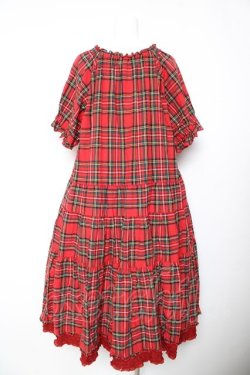 画像2: PINK HOUSE / コットンリネンタータンチェックロングティアードワンピース F 赤 Y-26-01-24-122-LO-OP-SZ-ZY