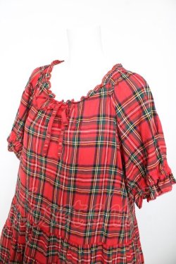 画像3: PINK HOUSE / コットンリネンタータンチェックロングティアードワンピース F 赤 Y-26-01-24-122-LO-OP-SZ-ZY